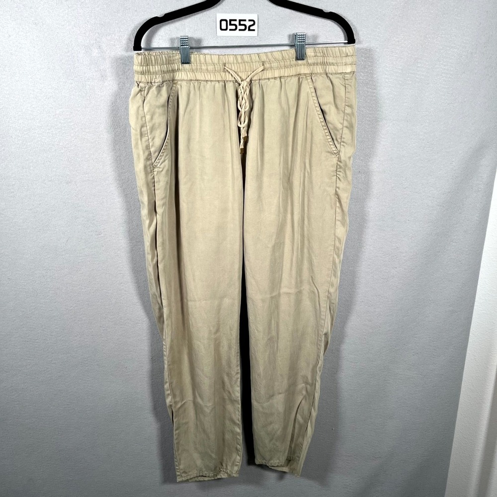 Max Jeans Chino Pants Mens Large Beige Straight Leg Drawstring Streetwear Casual